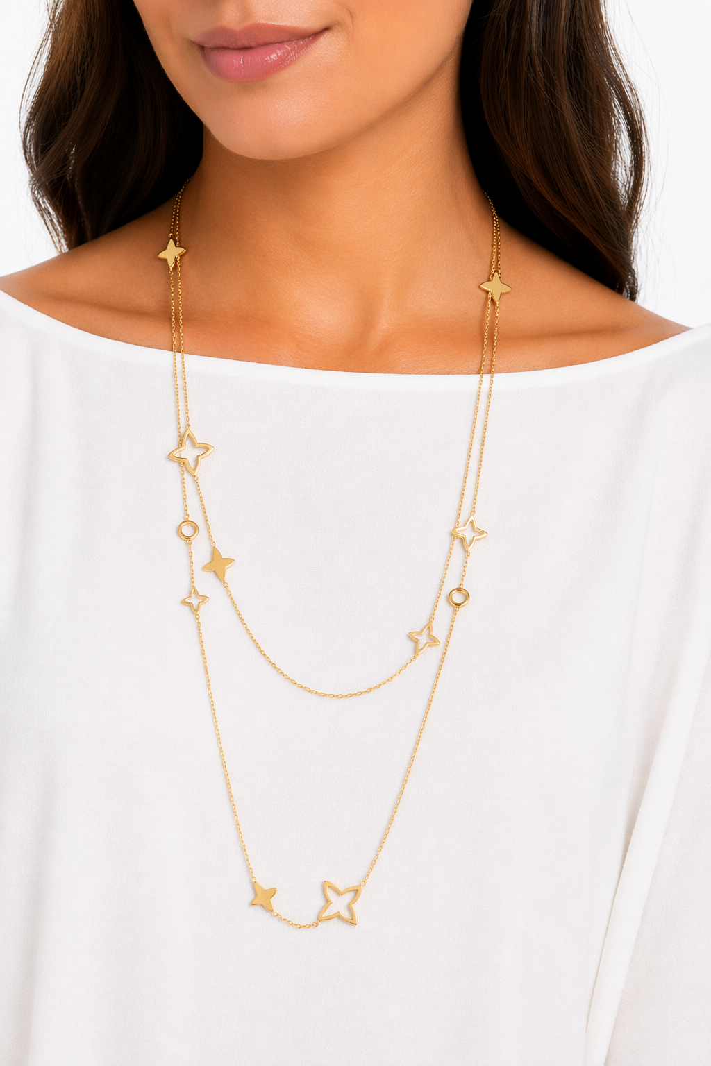 Collar Largo Estrellas Brillantes