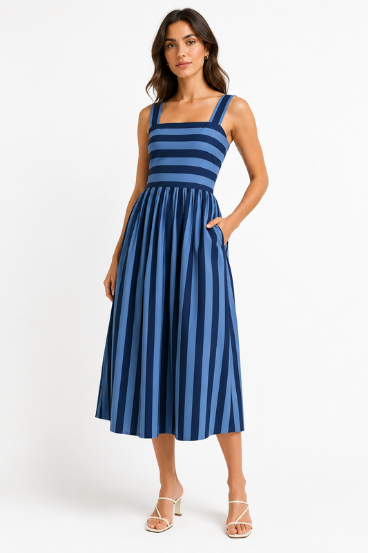 Vestido Midi De Rayas