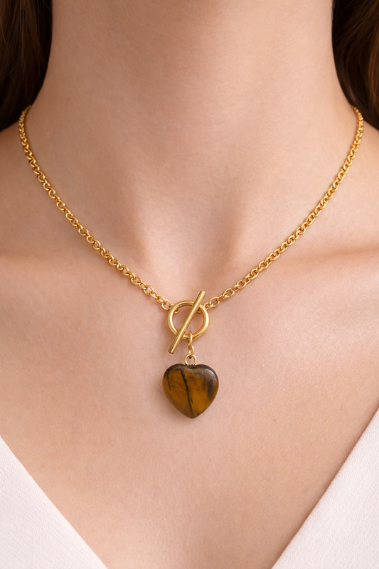 Colgante Corazon de Ojo de Tigre