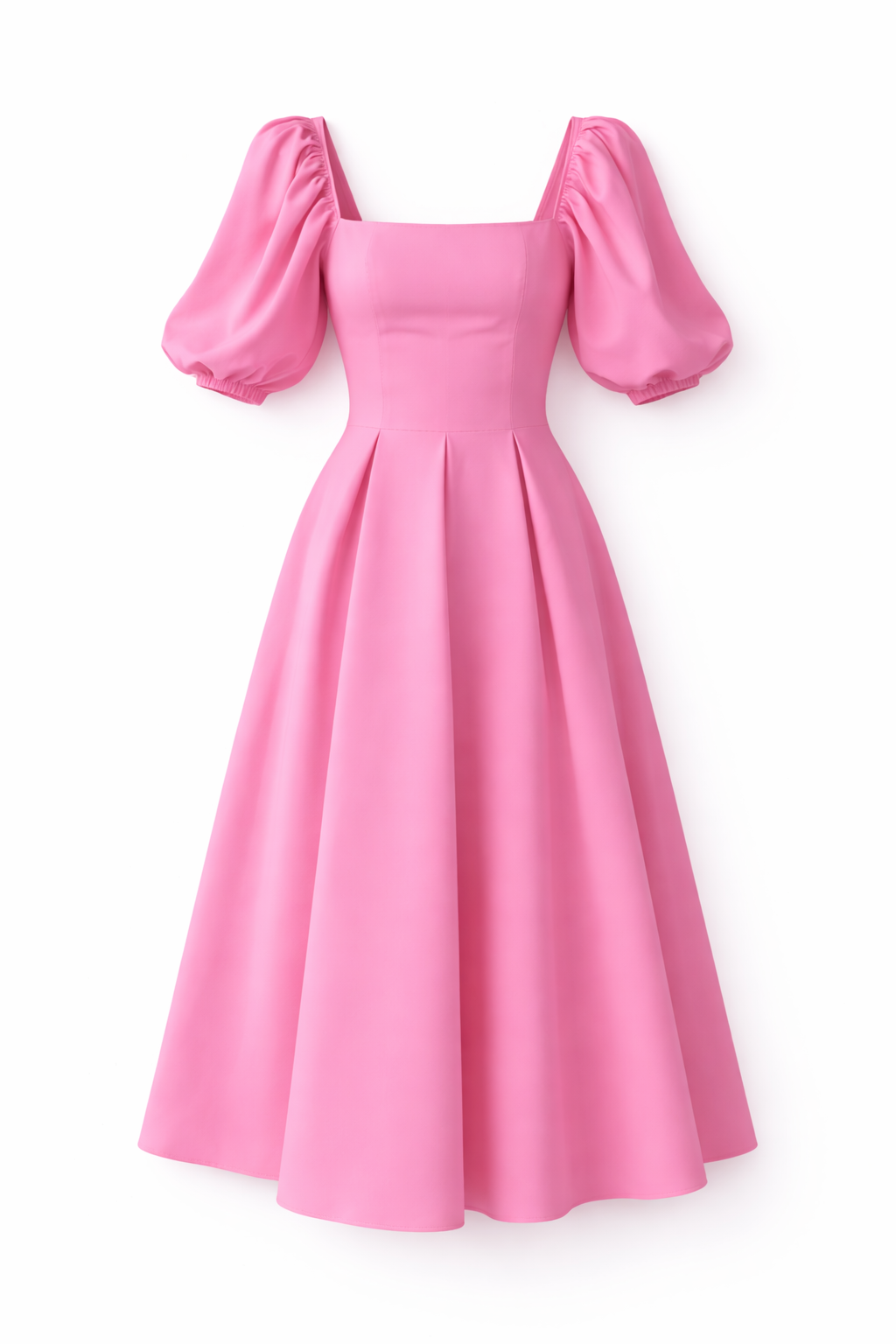Vestido Midi Mangas Abullonadas