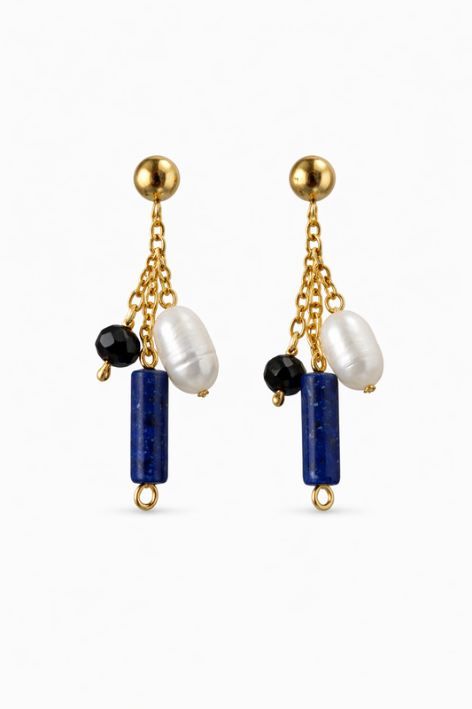 Pendientes Lapiz Lazuli con Perlas