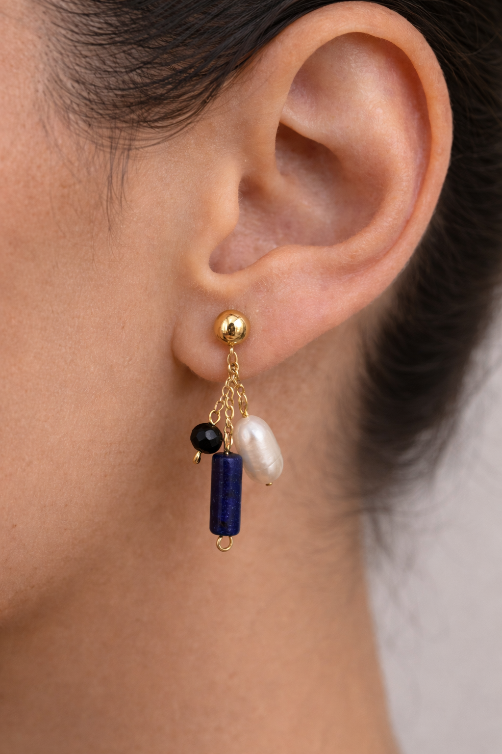 Pendientes Lapiz Lazuli con Perlas