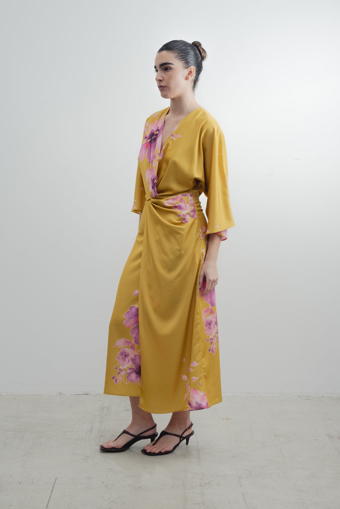 Vestido Midi Estampado Satinado
