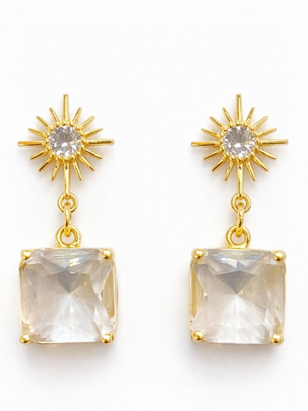 Pendientes Bañado en Oro con Cristal
