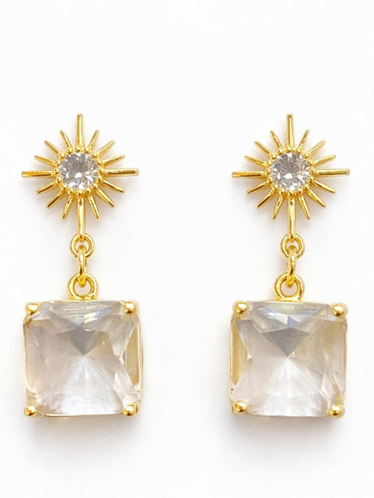Pendientes Bañado en Oro con Cristal