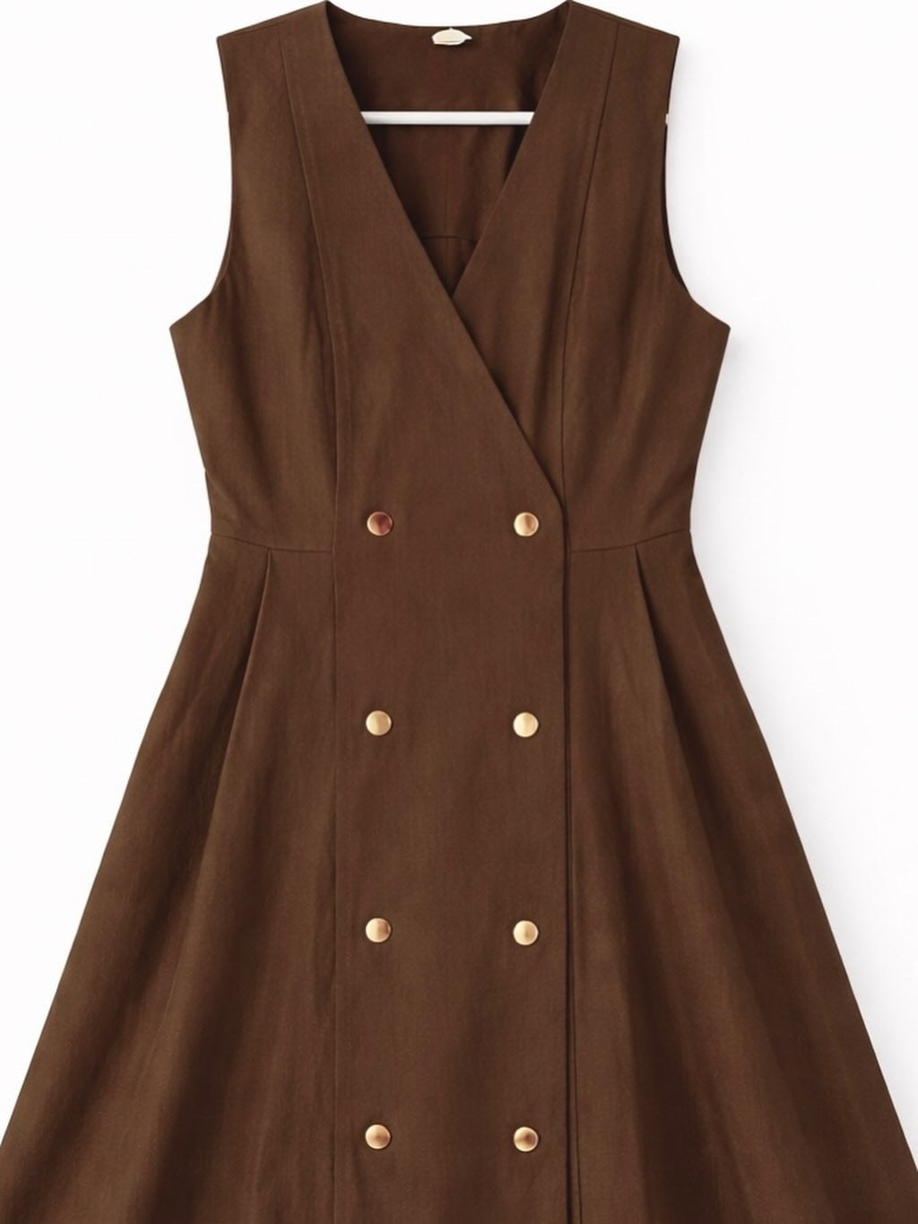 Vestido Midi Cruzado con Botones Dorados