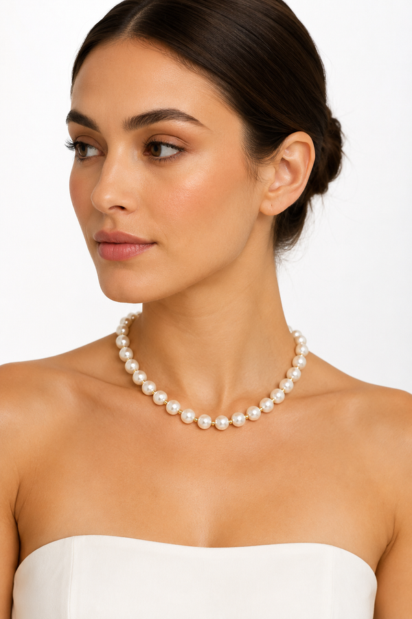 Collar de Nácar con Detalles en Acero Inoxidable