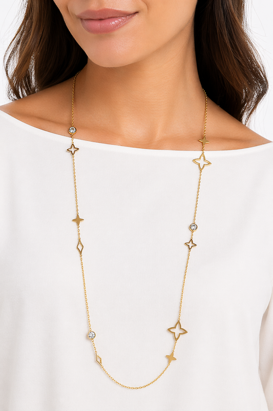 Collar Largo Estrellas Brillantes