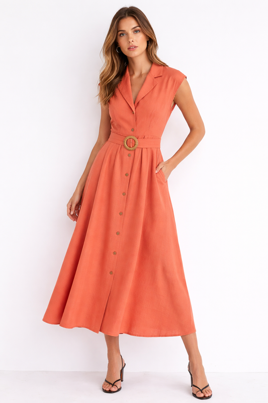 Vestido Midi con Cinturón