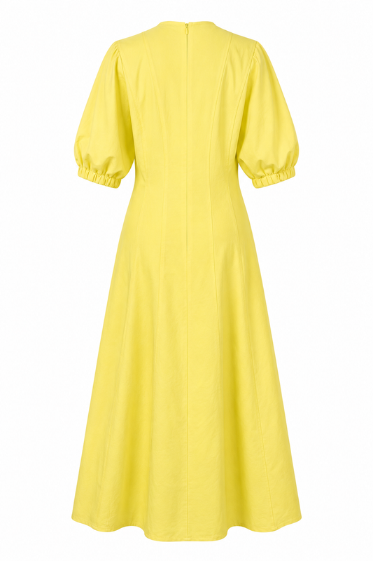 Vestido Midi Manga Abullonada