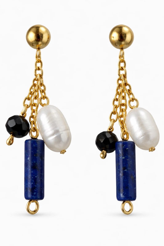 Pendientes Lapiz Lazuli con Perlas