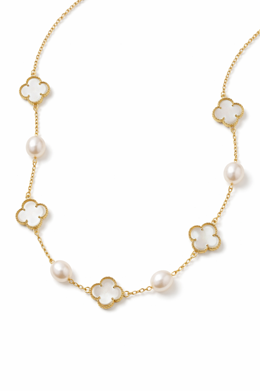 Collar Trébol con Perlas