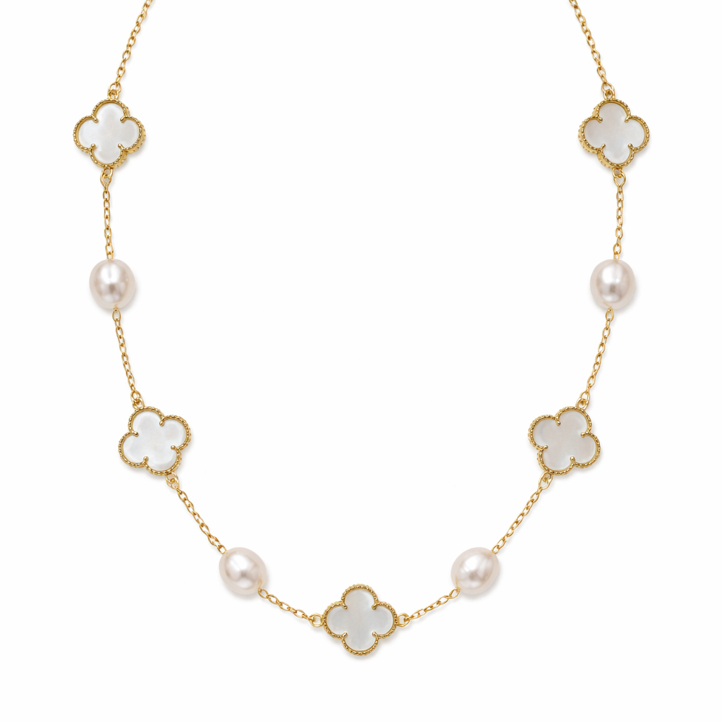 Collar Trébol con Perlas