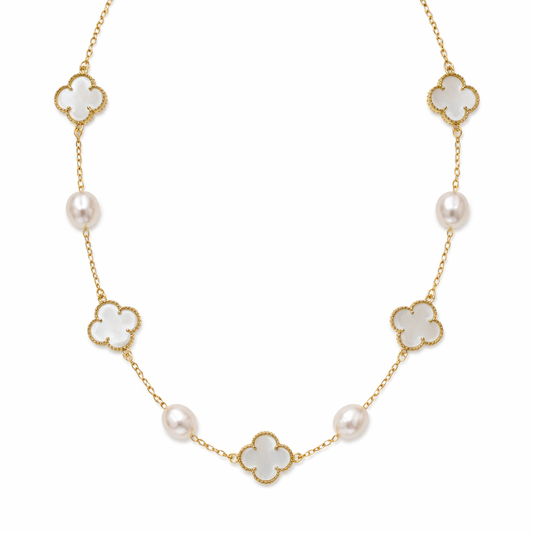 Collar Trébol con Perlas