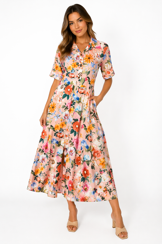 Vestido Camisero Flores