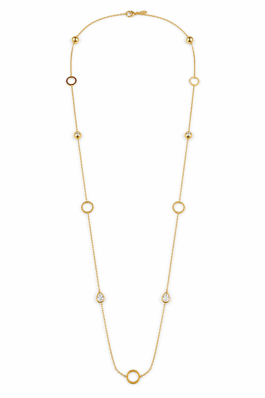 Collar Largo Aro y Brillante