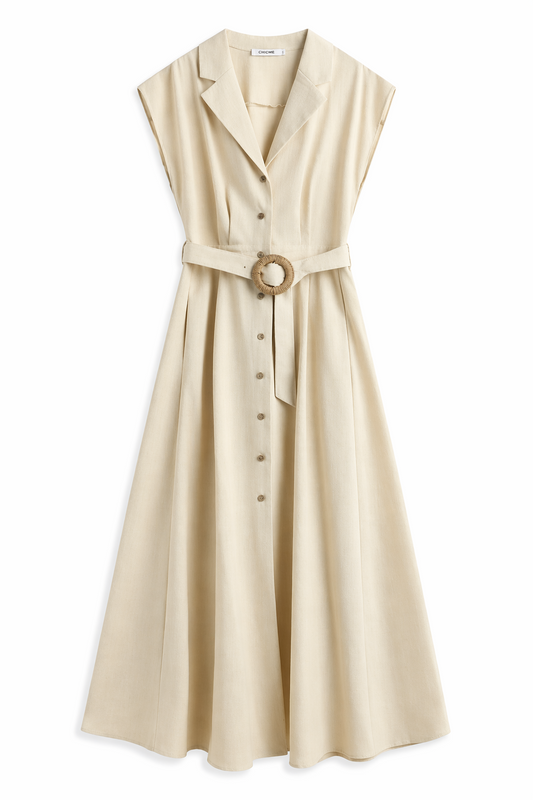 Vestido midi con cinturón