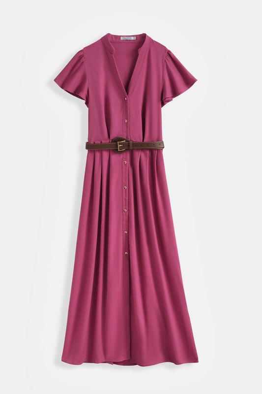 Vestido Lino Plus Size con Cinturón