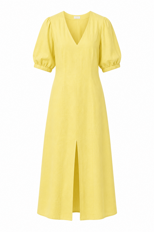 Vestido Midi Manga Abullonada