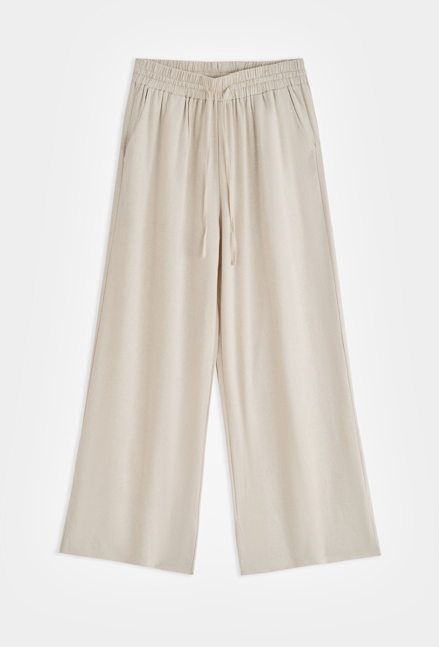 Pantalón palazzo de lino con cintura elástica