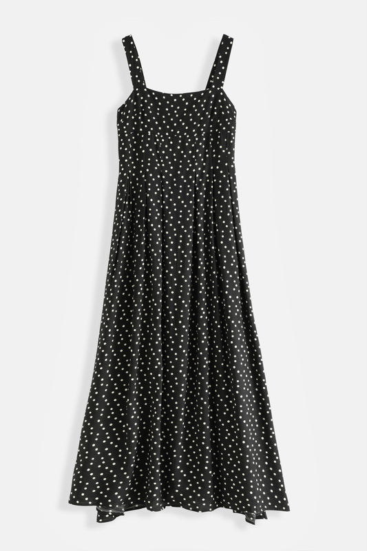 Vestido Largo de Viscosa Estampado de Lunares