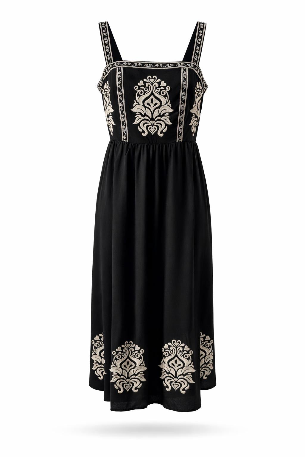 Vestido Midi de Lino con Bordados