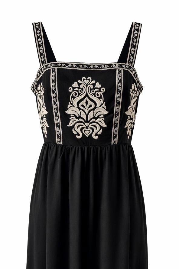 Vestido Midi de Lino con Bordados