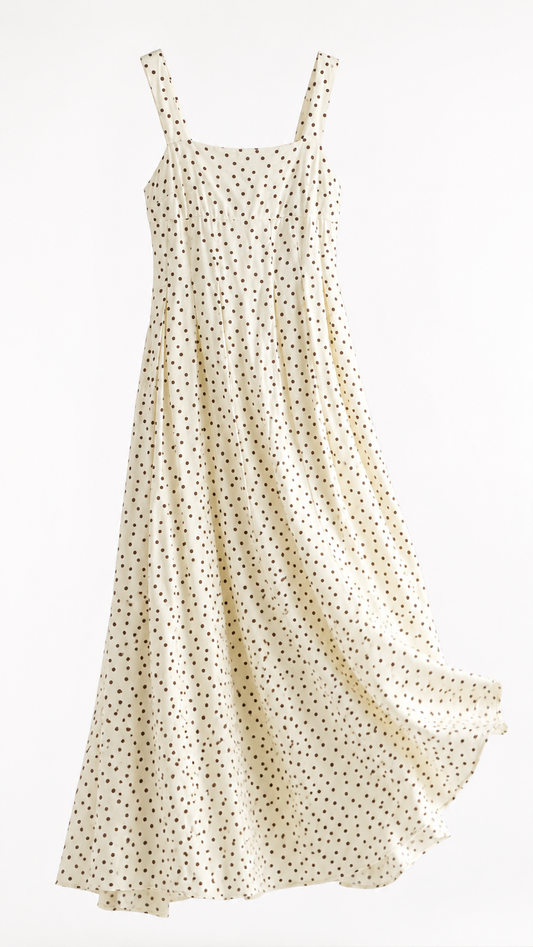 Vestido Largo de Viscosa Estampado de Lunares