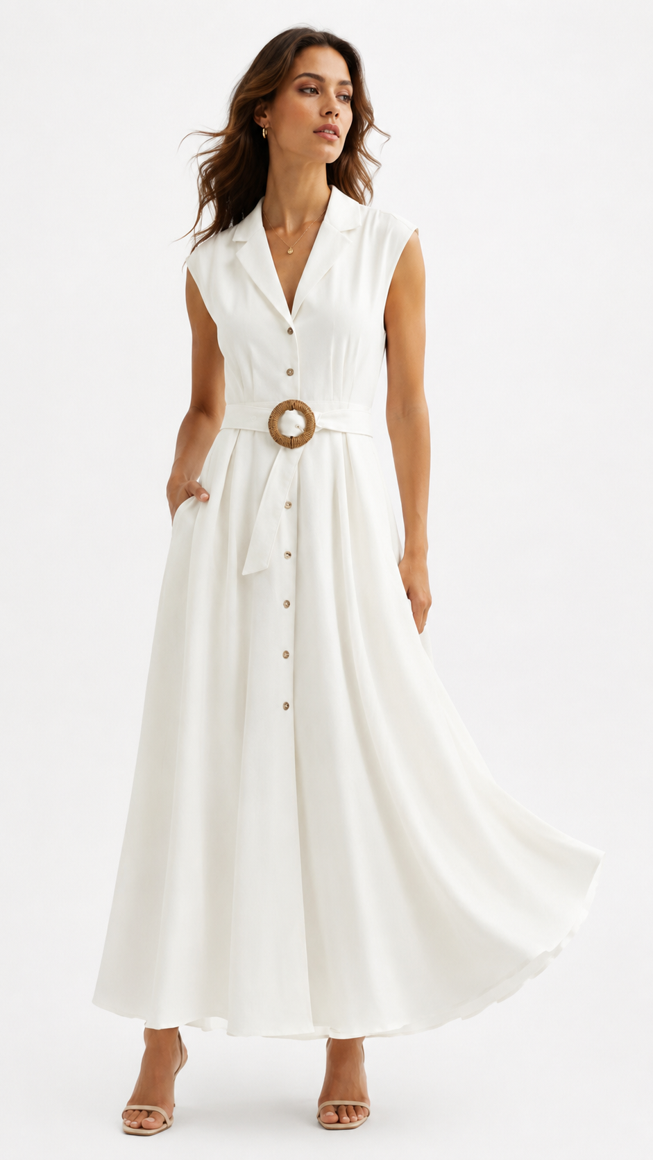 Vestido Midi de Viscosa Lino Talla Grande