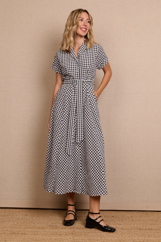 Vestido Midi Camisero Vichy