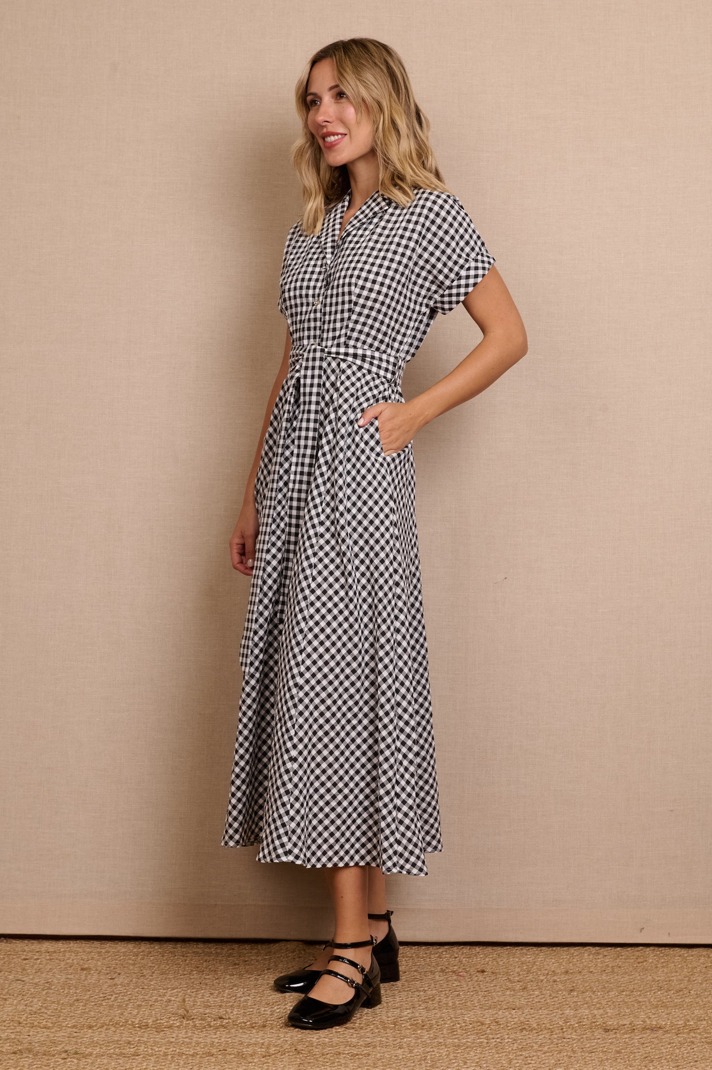 Vestido Midi Camisero Vichy