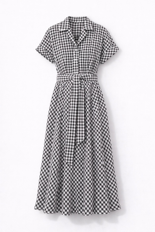 Vestido Midi Camisero Vichy