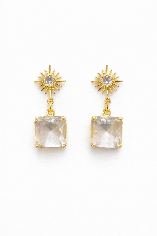 Pendientes Bañado en Oro con Cristal