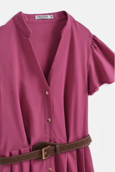 Vestido Lino Plus Size con Cinturón