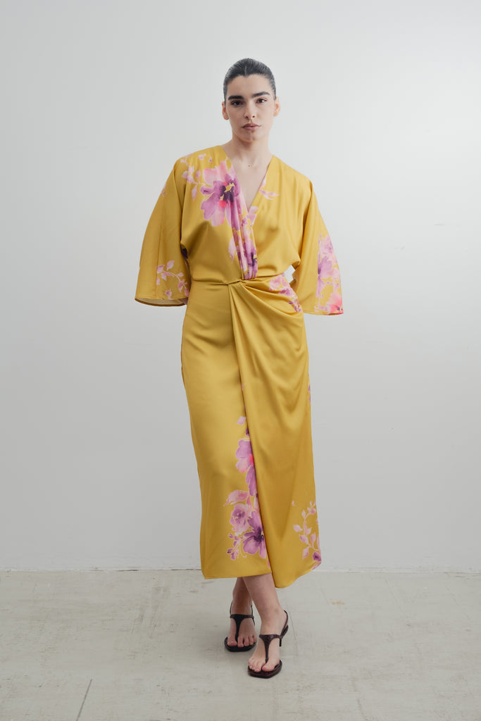 Vestido Midi Estampado Satinado