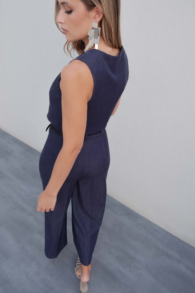 Pantalón Culotte Denim Cinturón