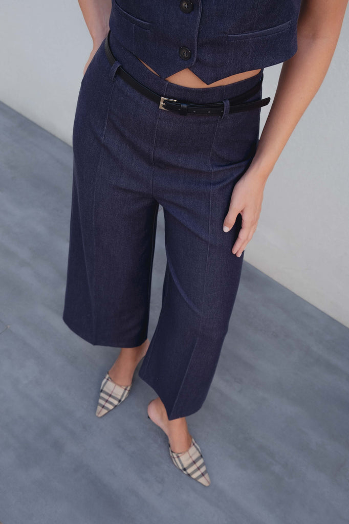 Pantalón Culotte Denim Cinturón
